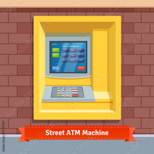 Brick wall mounted outdoor ATM machine