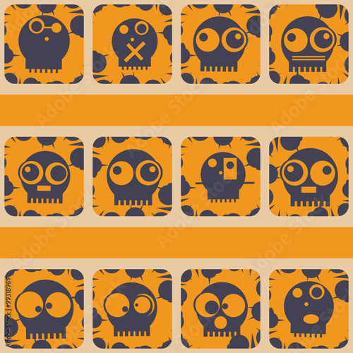 Set of funny cute monsters. Abstract shooting gallery. Vector