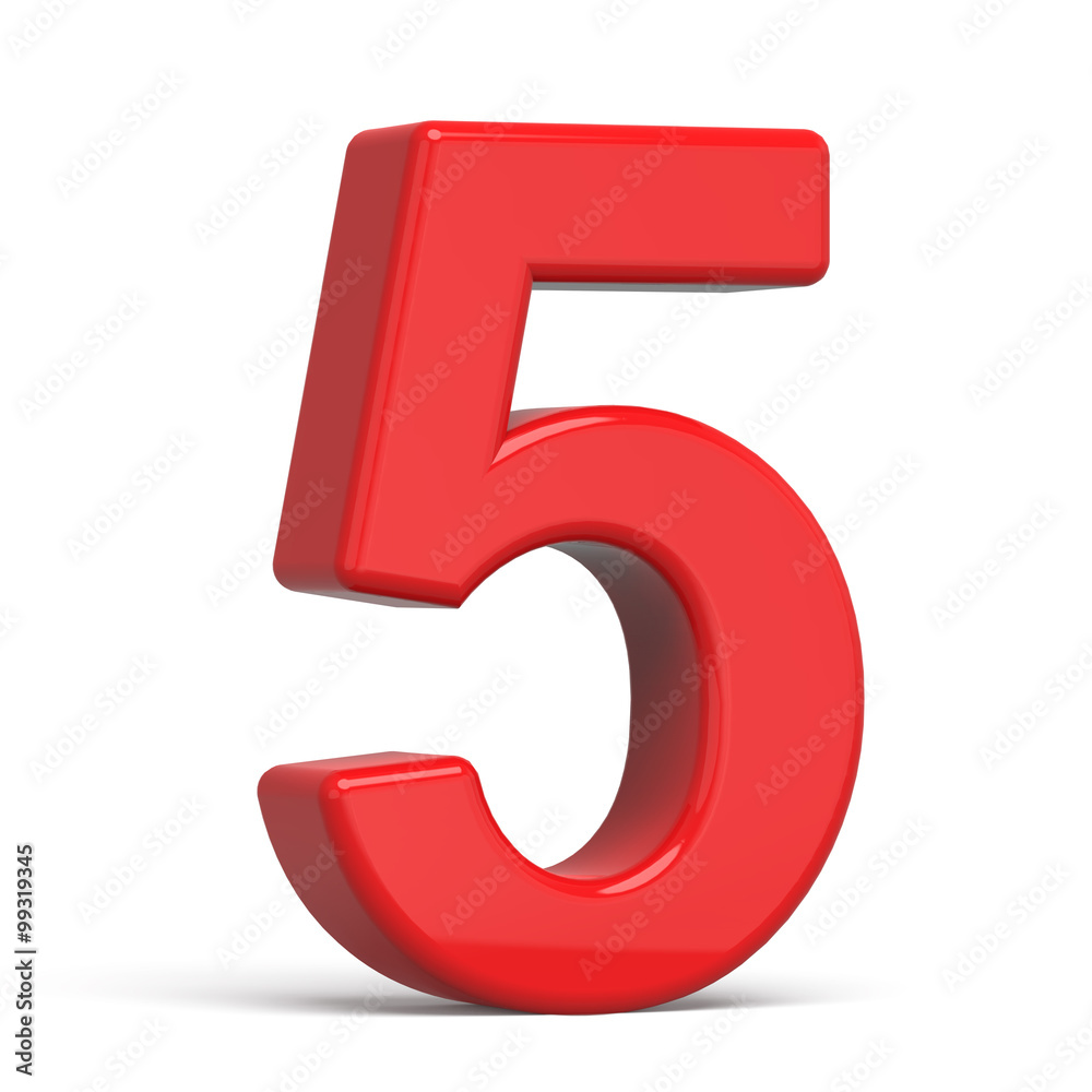 3d plastic red number 5 3d plastic red number 5