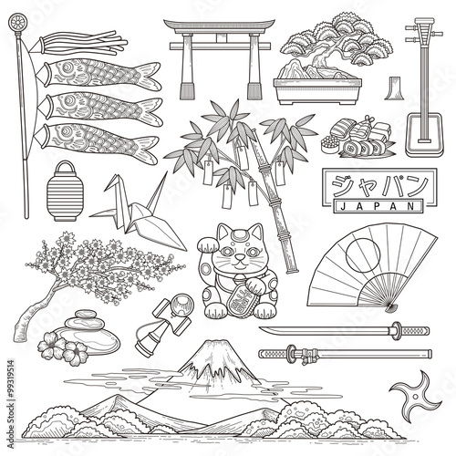 Wallpaper Mural Japan travel elements collection Torontodigital.ca