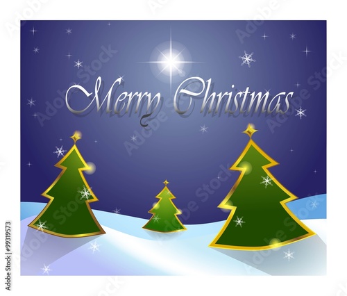 Christmas postcard with christmass tree and Betlehem star