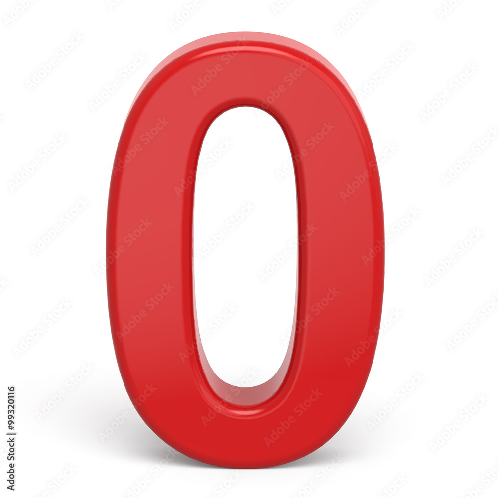 3d plastic red number 0 3d plastic red number 0
