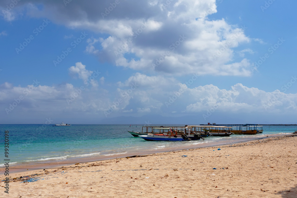 dream beach with boat, Bali Indonesia, Nusa Penida island