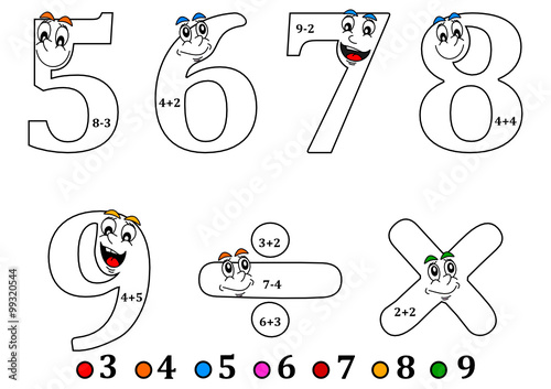 Cheerful numbers to painting as counting for little kids - coloring book - vector svg