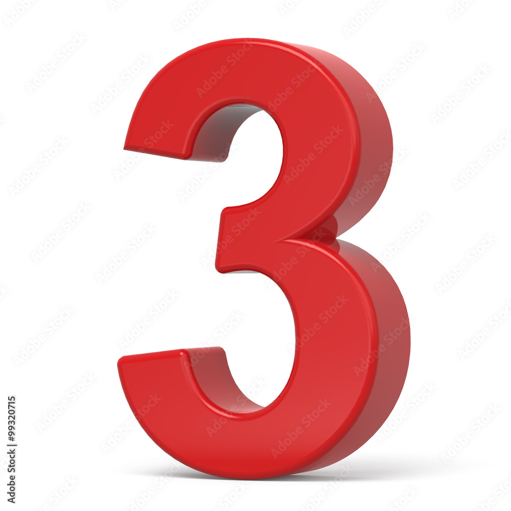 3d plastic red number 3 3d plastic red number 3