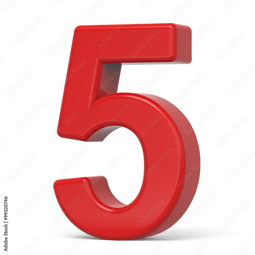 3d plastic red number 5 3d plastic red number 5