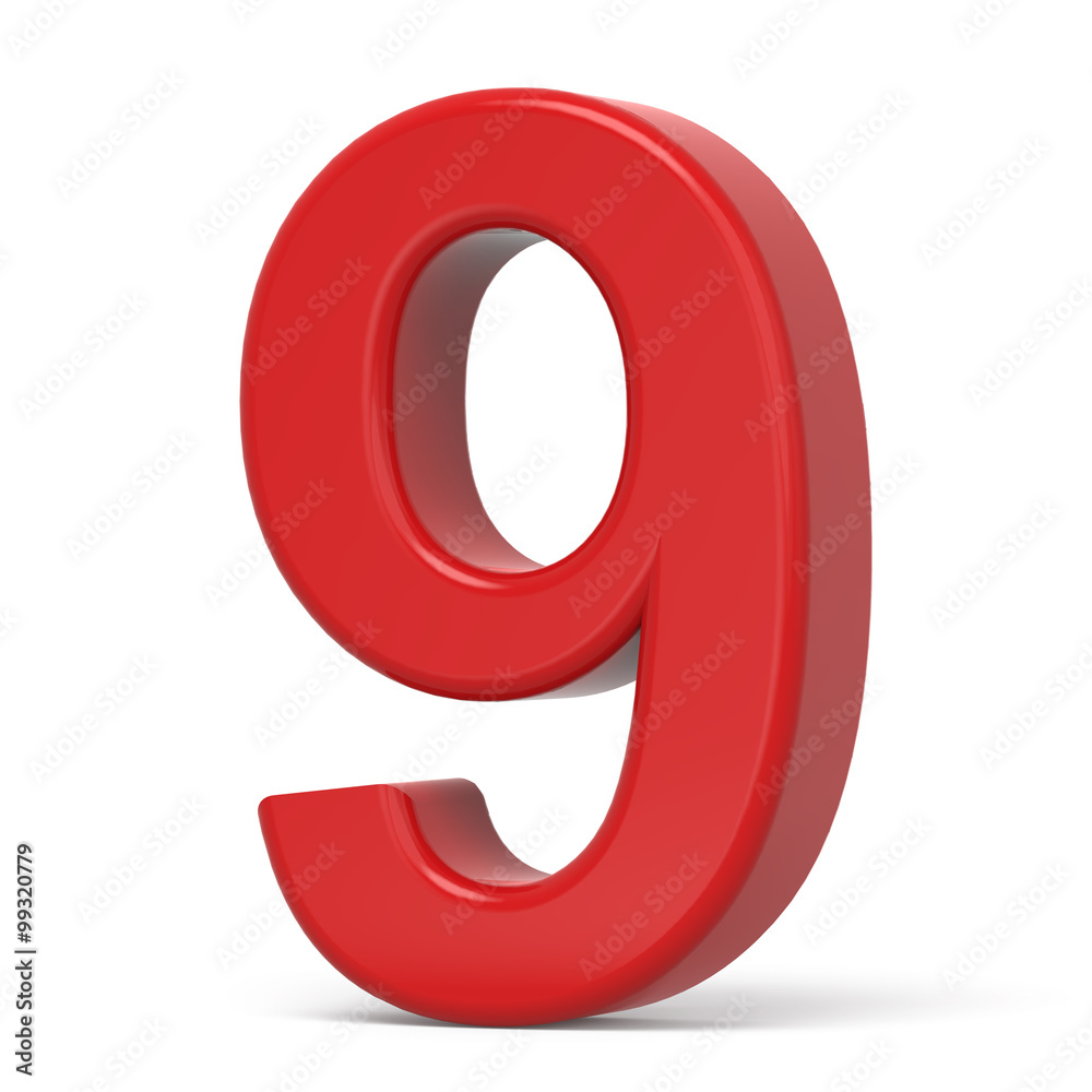 3d plastic red number 9 3d plastic red number 9