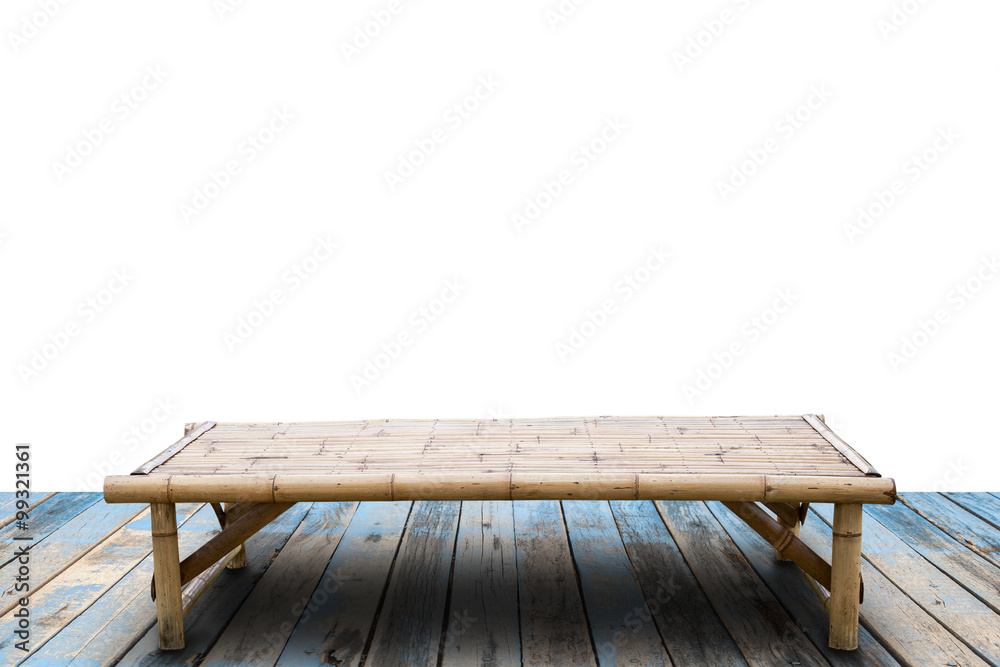 Obraz premium Wooden sunbeds on old wood ,white background