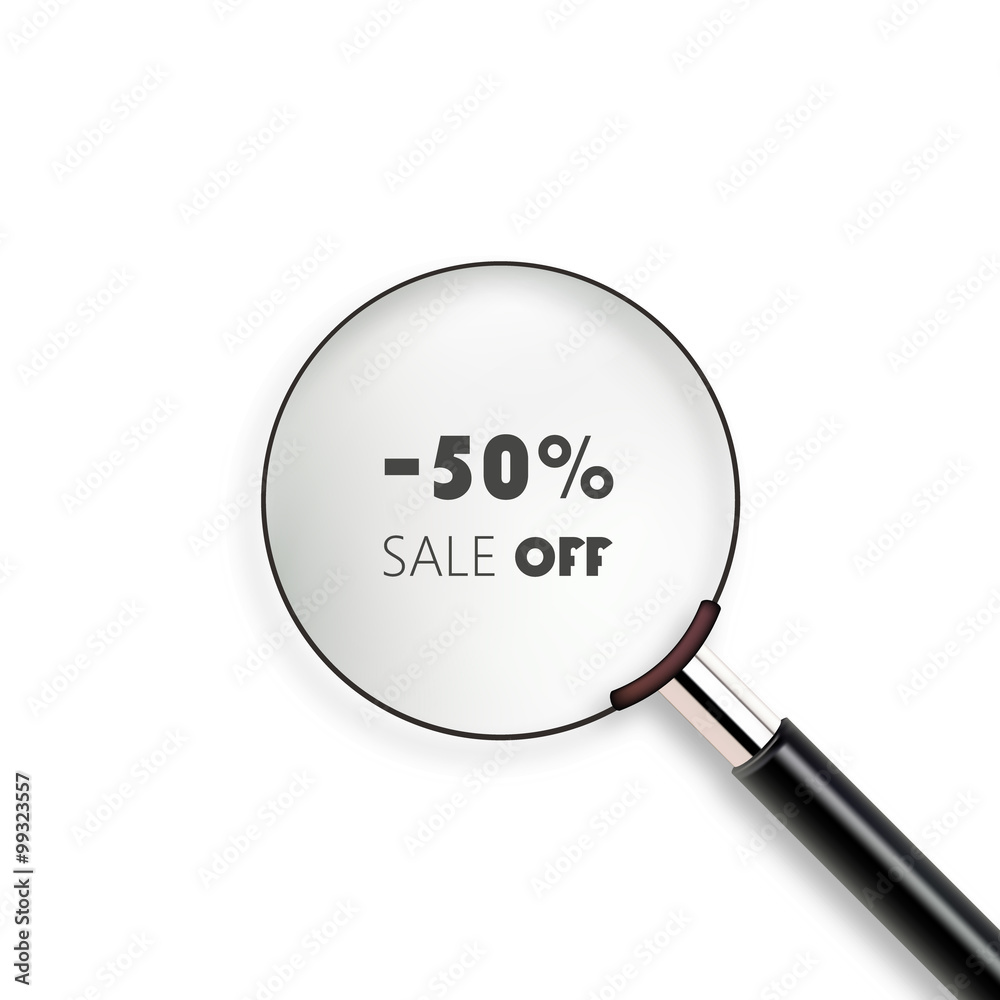 50% OFF sale word with magnifying glass, business concept
50% OFF sale word with magnifying glass, business concept