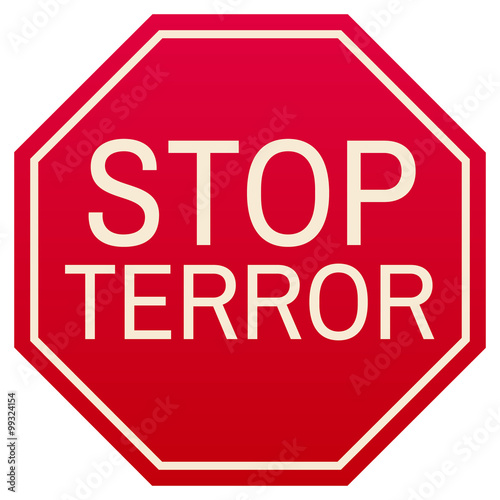 vector stop terror red symbol, isolated on white background