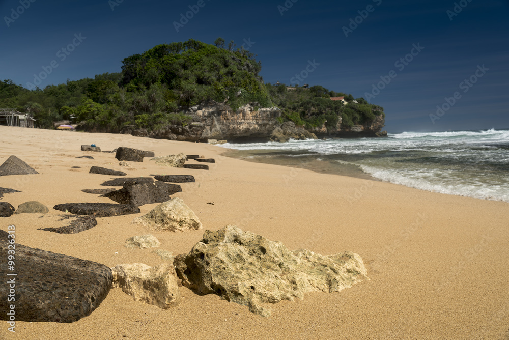 Rocks on the Pulang Sawai beach , Wonosari, Java, Indonesia Rocks on the Pulang Sawai beach , Wonosari, Java, Indonesia