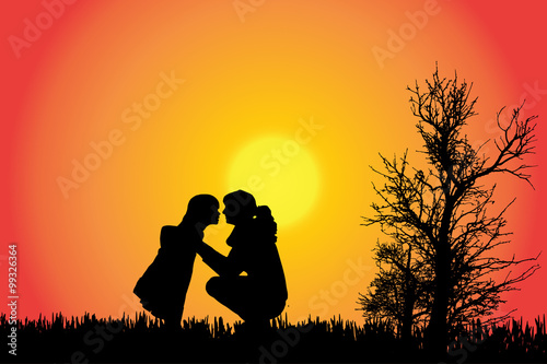 Vector silhouette of a family.