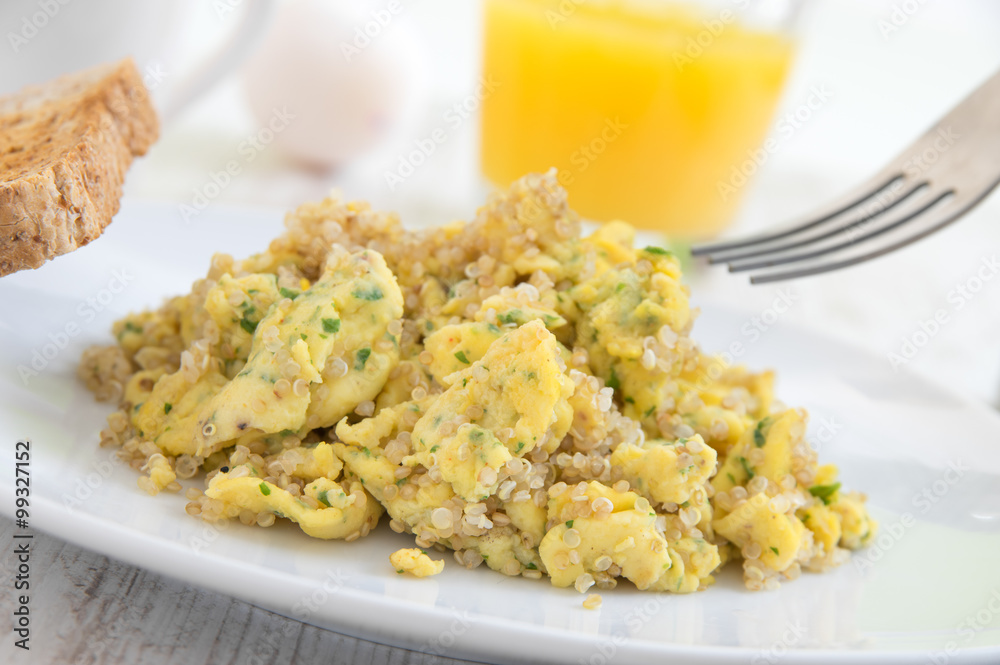 Quinoa scrambled egg breakfast