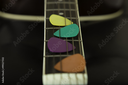 plectrums and guitar