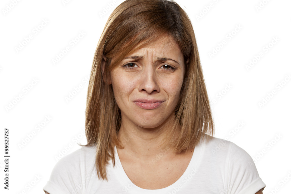 weeping beautiful young woman without make-up weeping beautiful young woman without make-up