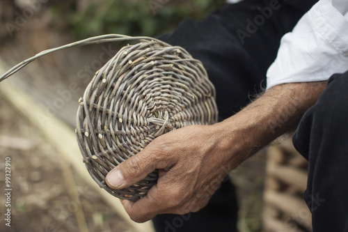 Obraz na plátně Basket weaving. Traditional sardinian basket. Sardinia (Italy)