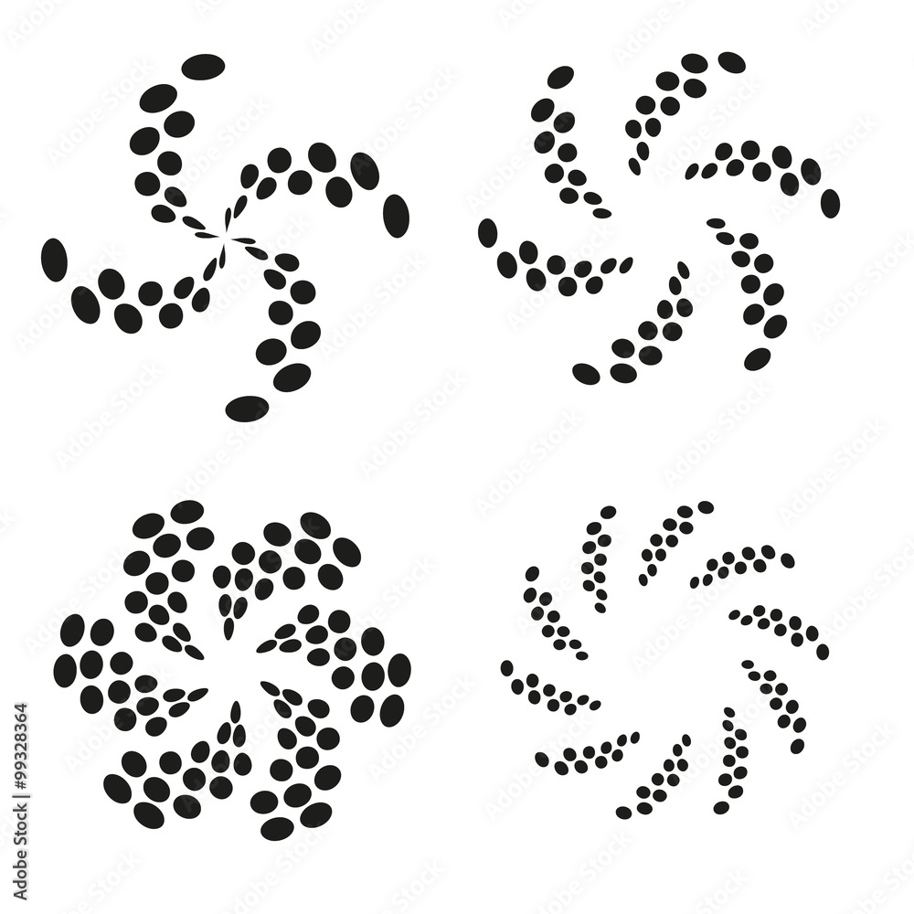 Set of vector elements for design-spiral, flowers