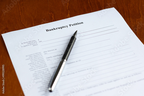 Close-up of a bankruptcy petition