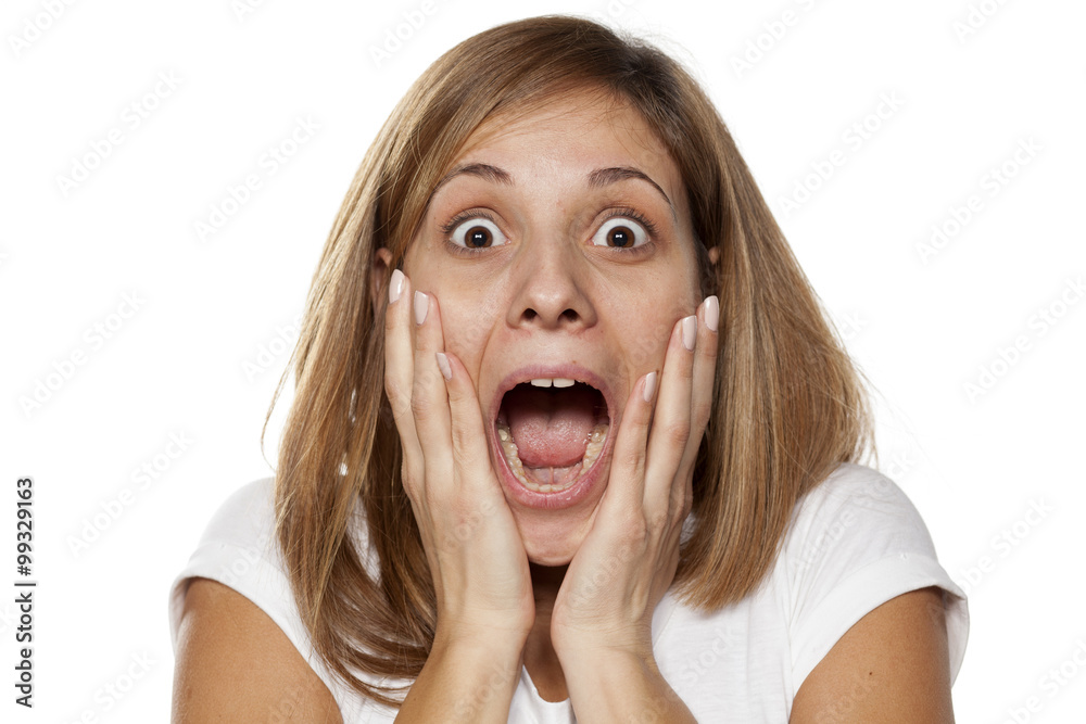 shocked young woman without make-up shocked young woman without make-up