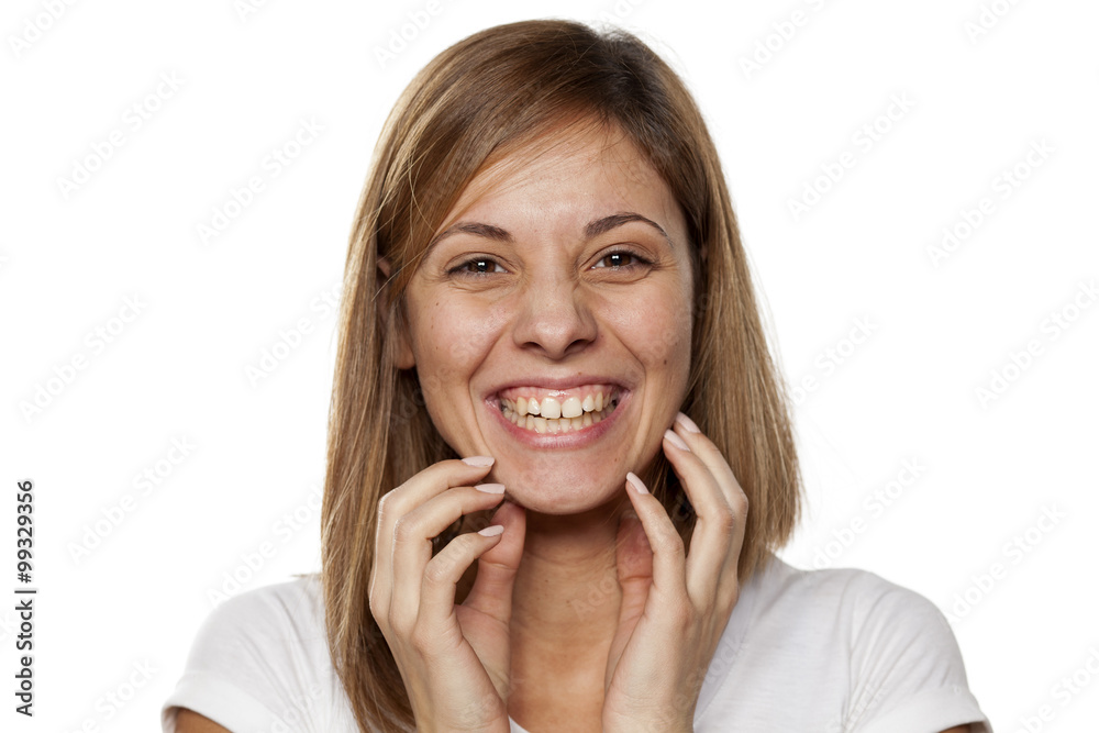smiling young woman without make-up smiling young woman without make-up