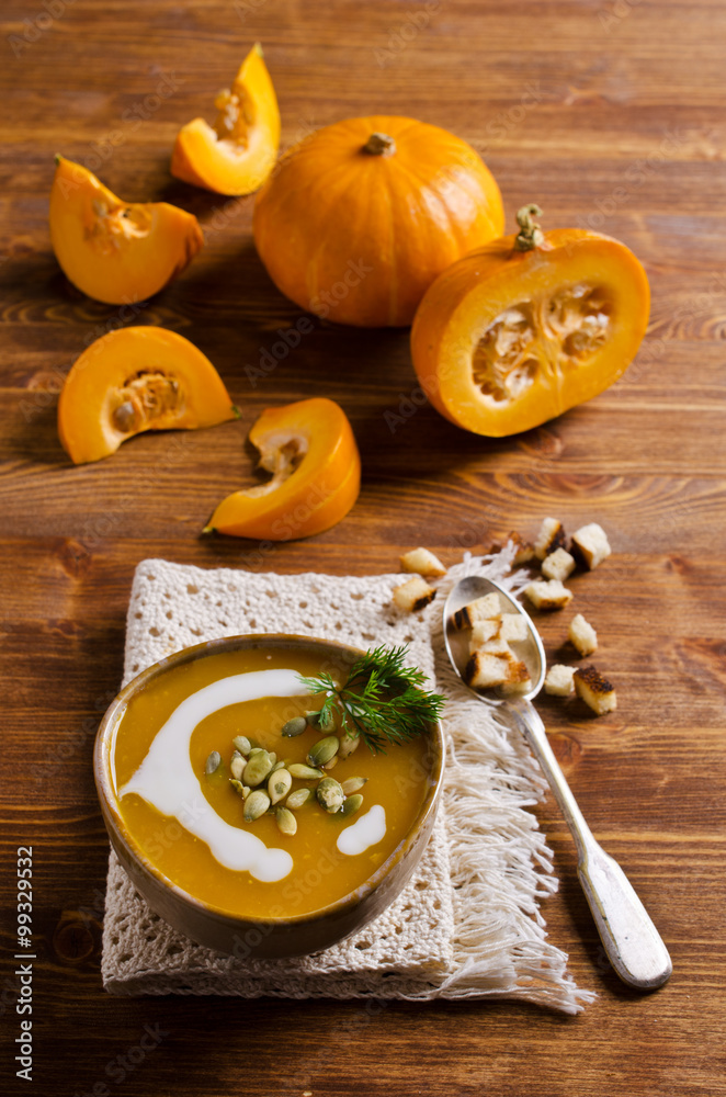 Fototapeta premium Pumpkin thick soup