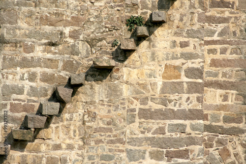 Photo Stair case madeo ut of stones in 400 year old quli qutub shahi golkonda fort in