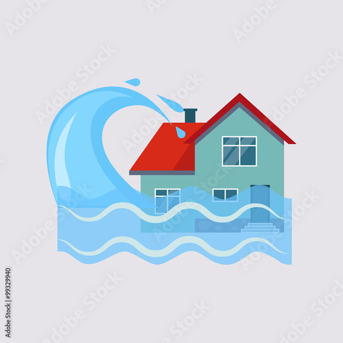 Flood House Insurance Vector Illustartion