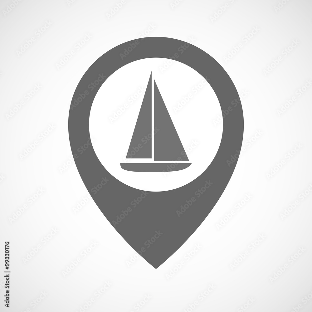 Isolated map marker with a ship Isolated map marker with a ship