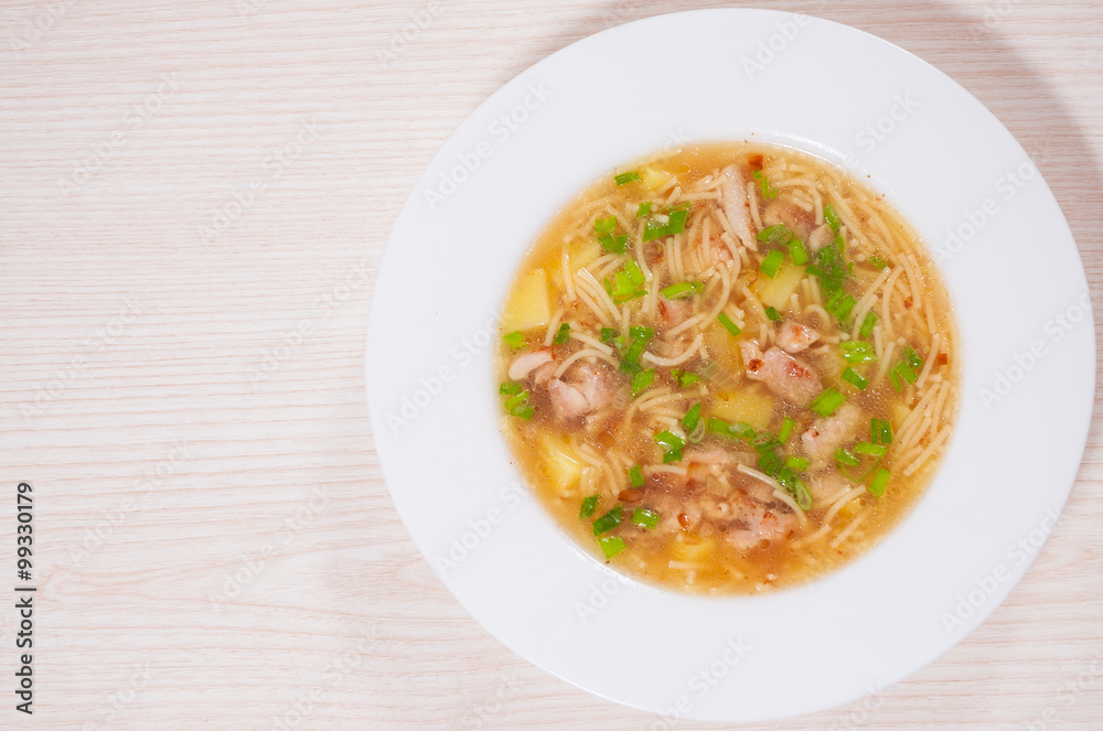 chicken soup with noodle and vegetables