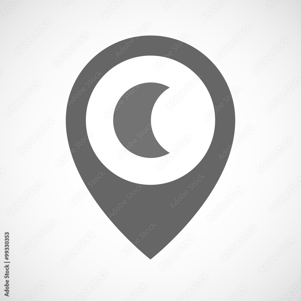 Isolated map marker with a moon Isolated map marker with a moon