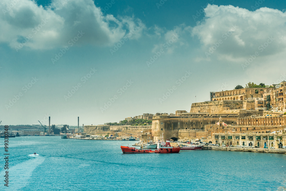 view on Valletta from the sea in Malta