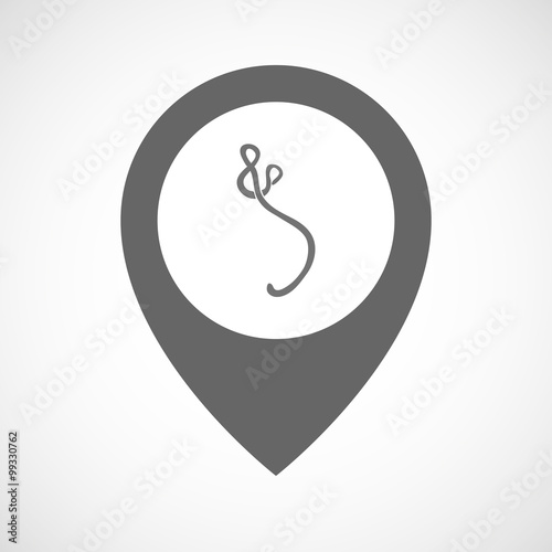 Isolated map marker with  an ebola sign