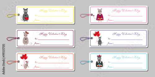 Valentine's day tags mice