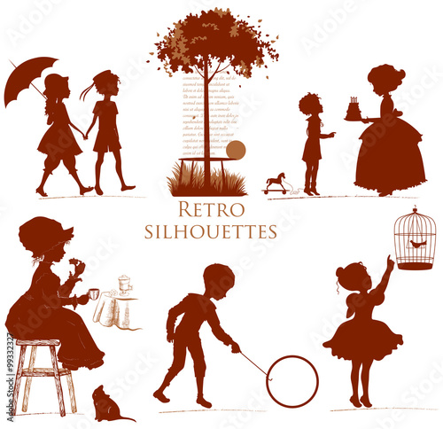 Set of retro silhouettes Children