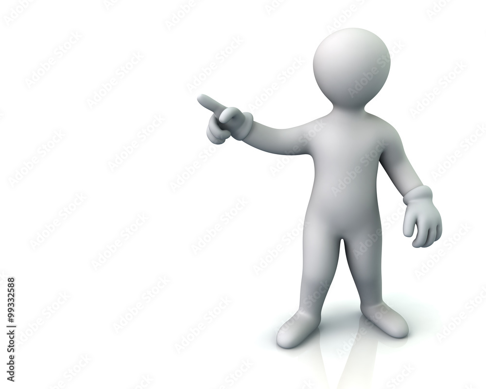 Cartoon man pointing with his index finger Cartoon man pointing with his index finger