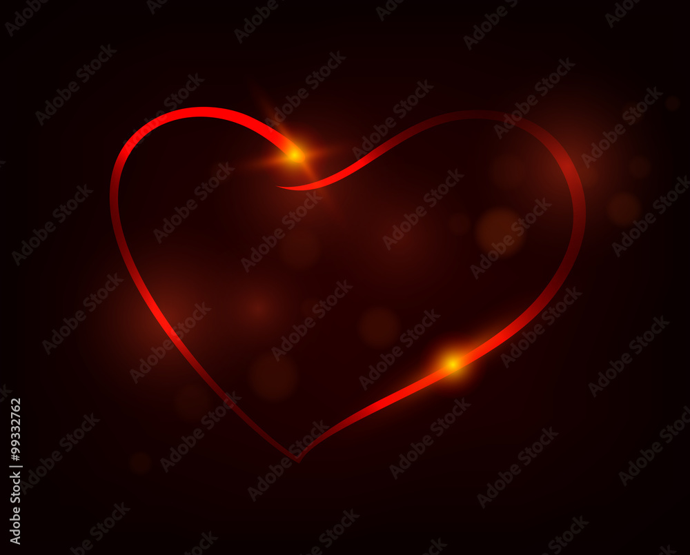 Glowing heart on a dark background Glowing heart on a dark background