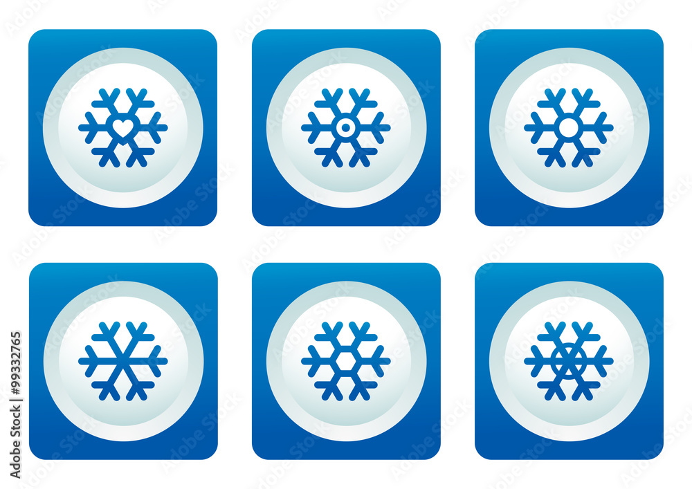 snowflake set on blue button