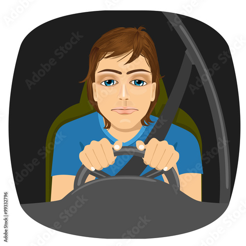 sleepy male driver dozing off while driving