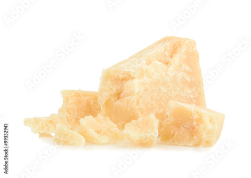 parmesan cheese isolated on white background photo