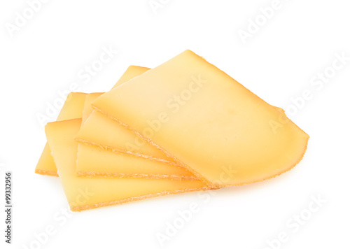 Raclette cheese isolated on white background