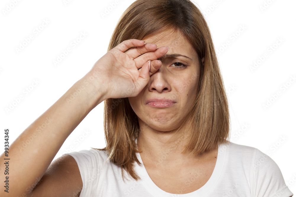 weeping beautiful young woman without make-up weeping beautiful young woman without make-up
