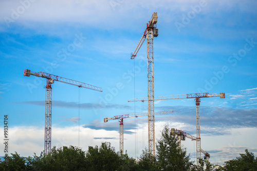 cranes on the construction