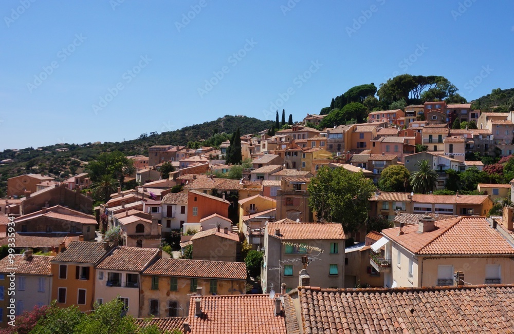 Bormes-les-Mimosas, a medieval Provencal village on the French Riviera in the Var departement of France near Toulon