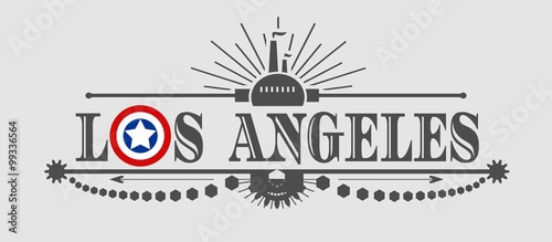 Los Angeles city name with flag colors styled letter O