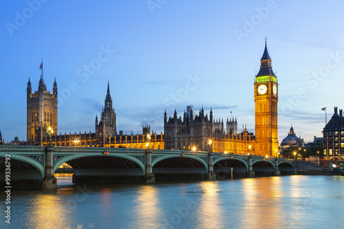 London, Parliament houses at dusk