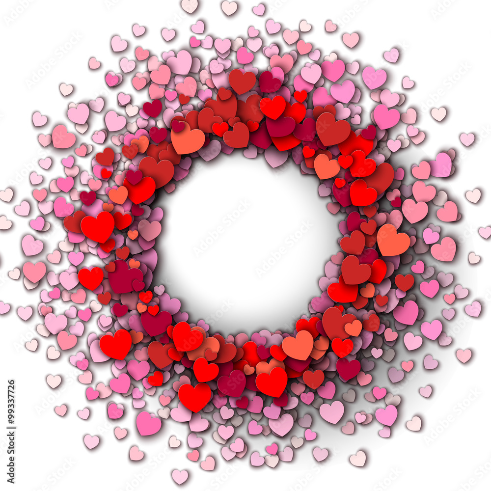 Obraz premium Red hearts round frame
