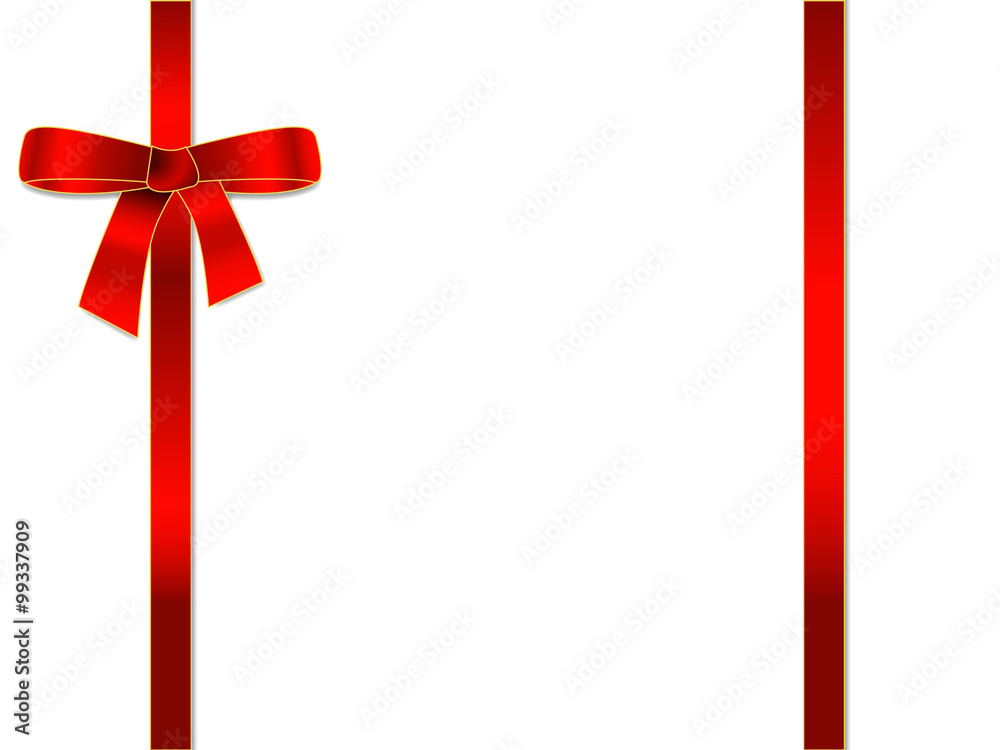 Red gift ribbon bow on white background Red gift ribbon bow on white background