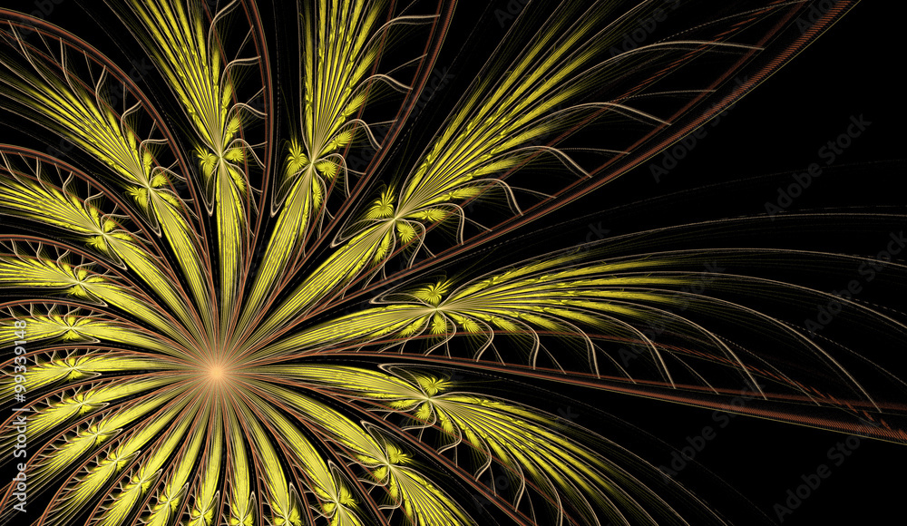 Abstract fractal fantasy yellow pattern and shapes. Abstract fractal fantasy yellow pattern and shapes.