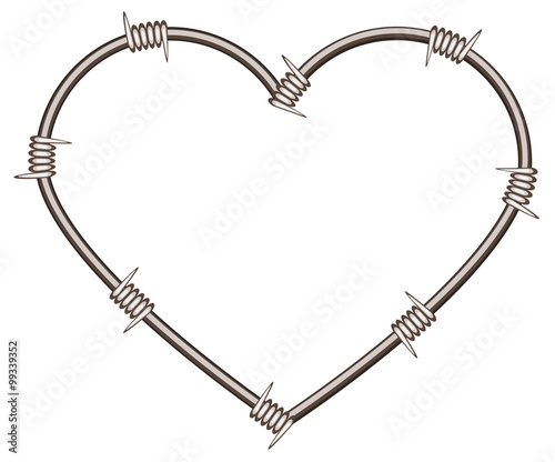 Heart shape of barbed wire