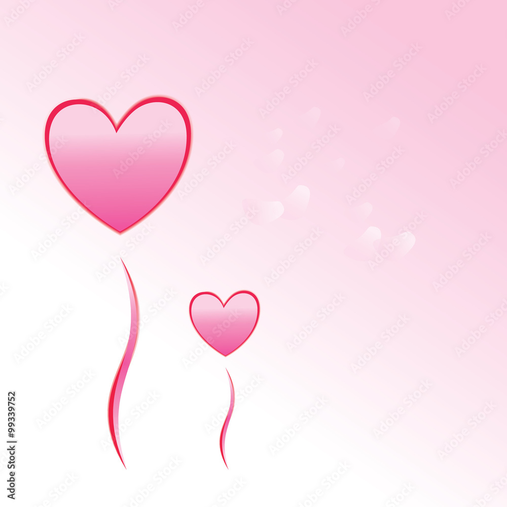 Sakura and heart balloons in Valentine's day
